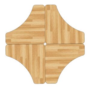 Bàn làm việc cụm 4 gỗ cao su chân sắt BCVP002