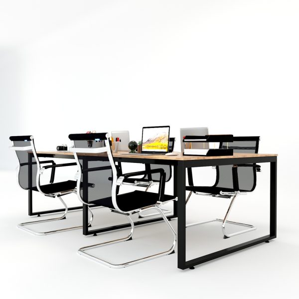 HBRT012 - Bàn cụm 4 người 120x240cm hệ RECTANG chân sắt lắp ráp