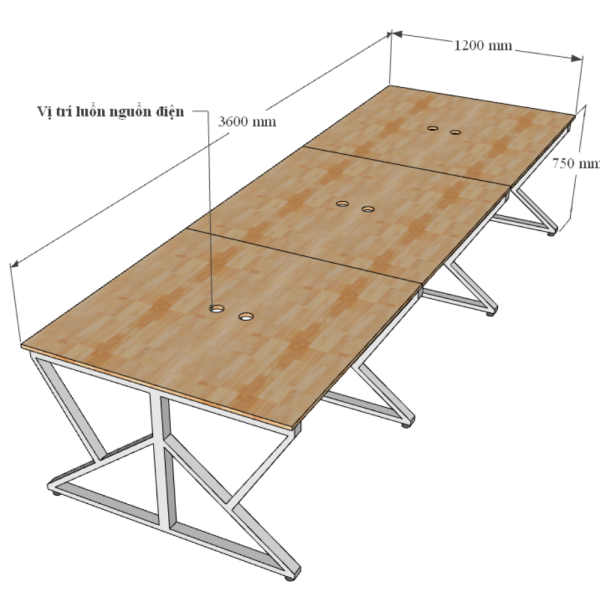 Bàn cụm 6 360x120 KConcept chân sắt lắp ráp