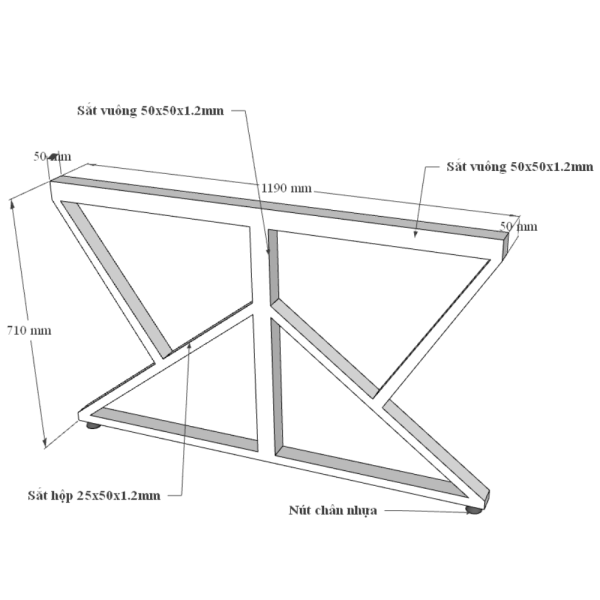 Bàn cụm 6 360x120 KConcept chân sắt lắp ráp