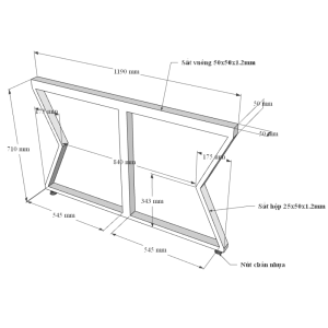 Bàn cụm 6 360x120 MConcept chân sắt lắp ráp
