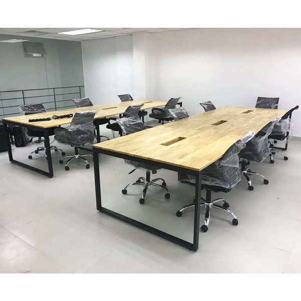 HBRT013 - Bàn cụm 6 người 120x360cm hệ RECTANG chân sắt lắp ráp