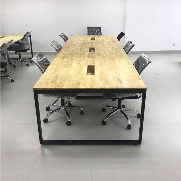 HBRT013 - Bàn cụm 6 người 120x360cm hệ RECTANG chân sắt lắp ráp