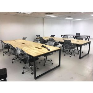 HBRT013 - Bàn cụm 6 người 120x360cm hệ RECTANG chân sắt lắp ráp