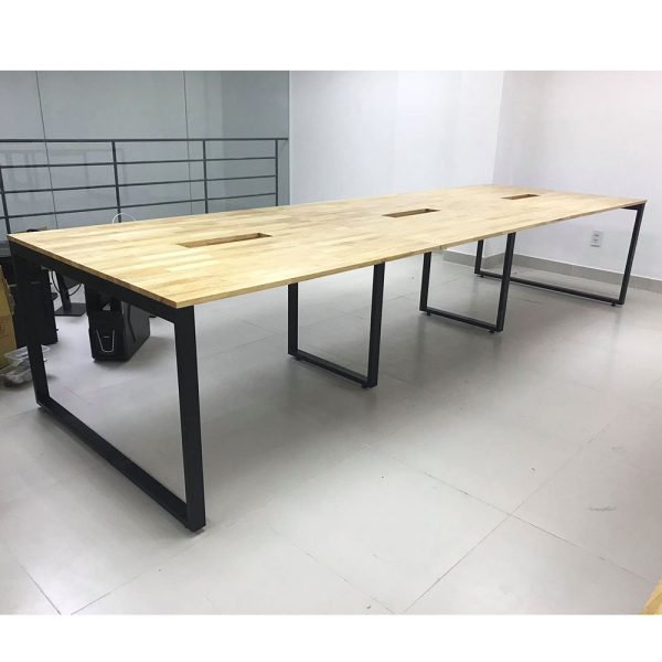 HBRT013 - Bàn cụm 6 người 120x360cm hệ RECTANG chân sắt lắp ráp