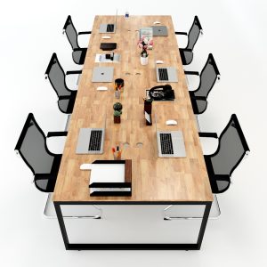 HBRT013 - Bàn cụm 6 người 120x360cm hệ RECTANG chân sắt lắp ráp