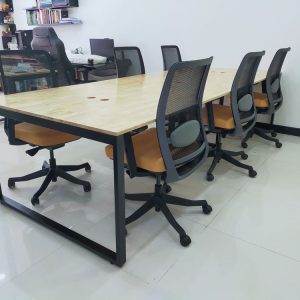 Bàn cụm 6 người 120x360cm hệ RECTANG chân sắt lắp ráp