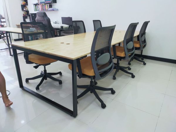 Bàn cụm 6 người 120x360cm hệ RECTANG chân sắt lắp ráp