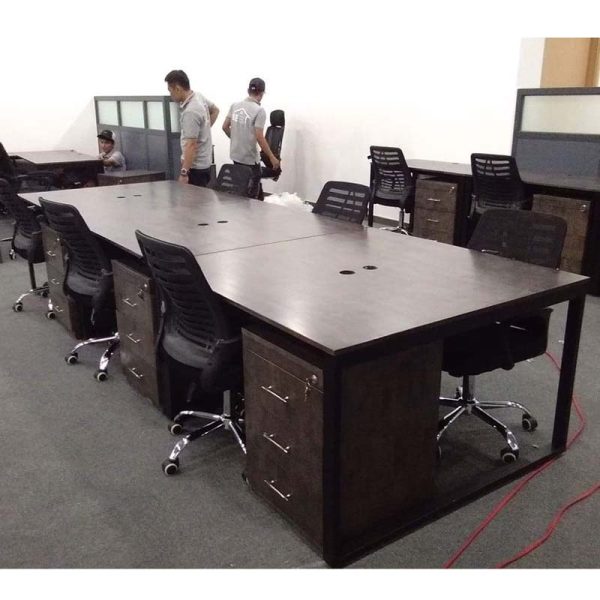 Bàn cụm 4 người 120x240cm hệ RECTANG chân sắt lắp ráp