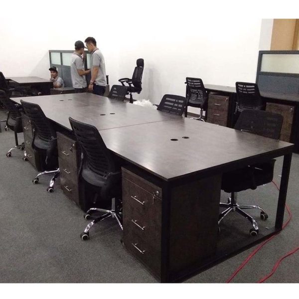 Bàn cụm 4 người 120x240cm hệ RECTANG chân sắt lắp ráp