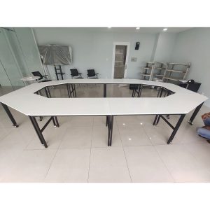 Bàn làm việc gỗ cao su chân sắt lắp ráp