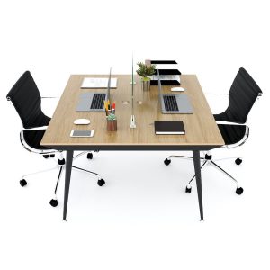 Bàn cụm 2 người 120x120cm gỗ Plywood vân sồi chân sắt hệ CONE HBCO026