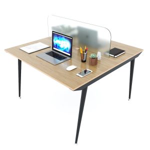 Bàn cụm 2 người 120x120cm gỗ Plywood vân sồi chân sắt hệ CONE HBCO026