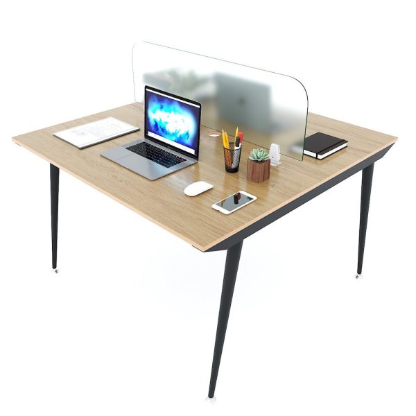 Bàn cụm 2 người 120x120cm gỗ Plywood vân sồi chân sắt hệ CONE HBCO026