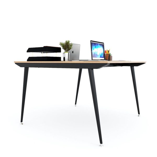 Bàn cụm 2 người 120x120cm gỗ Plywood vân sồi chân sắt hệ CONE HBCO026
