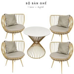 Bàn cafe, bàn decor mặt đá khung sắt CFD68103