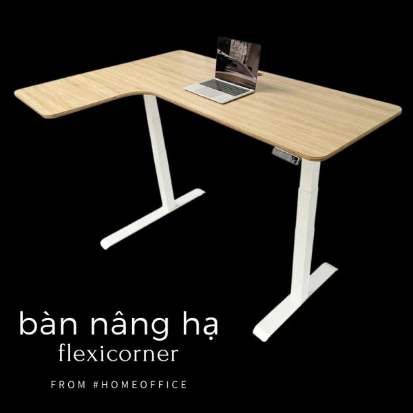 Bàn nâng hạ FlexiCorner 110x160cm gỗ Plywood 3 khớp chỉnh điện FLD018