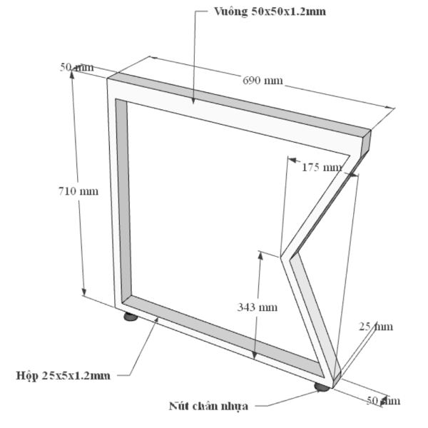 HBMC023 - Bàn giám đốc 160x140 (mặt bàn 70) MConcept chân sắt lắp ráp