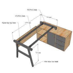 Kích thước Bàn giám đốc 180x160 AConcept chân sắt lắp ráp