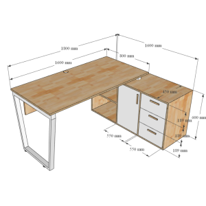 HBTC024 - Bàn giám đốc 180x160 Trapeze Concept lắp ráp