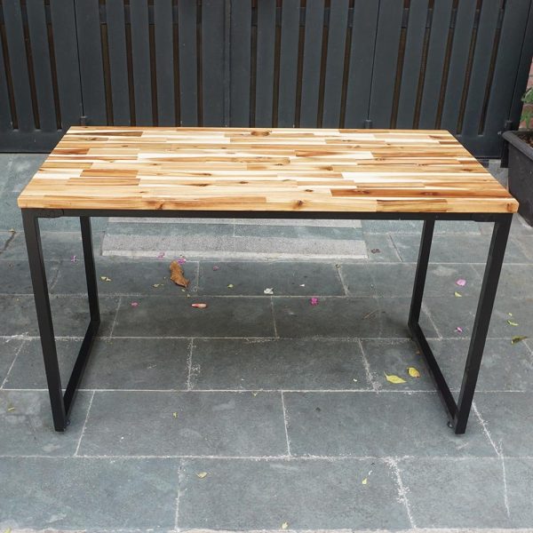 Bàn làm việc 120x60cm gỗ tràm hệ Wooden chân sắt lắp ráp HBWD023