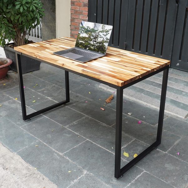 Bàn làm việc 120x60cm gỗ tràm hệ Wooden chân sắt lắp ráp HBWD023