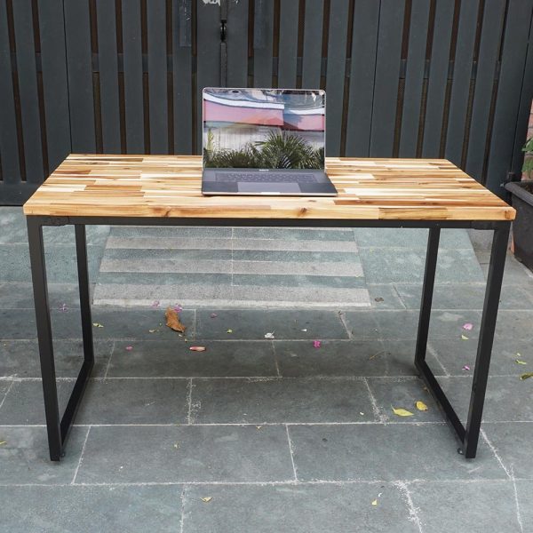Bàn làm việc 120x60cm gỗ tràm hệ Wooden chân sắt lắp ráp HBWD023