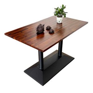 Bàn cafe chữ nhật 120x70cm gỗ tràm chân sắt đôi BA68147