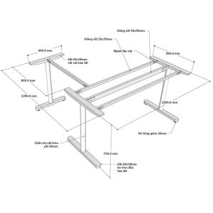 Chân sắt bàn góc L hệ TIO - HCTO005