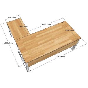 Kích thước bàn làm việc chữ L 180x160cm