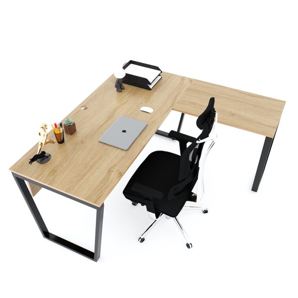 Bàn chữ L 160x150cm gỗ Plywood phủ melamin chân sắt Trapeze HBTC039