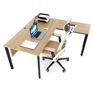 Bàn chữ L 160x160cm gỗ Plywood phủ melamin chân sắt Oval HBOV043