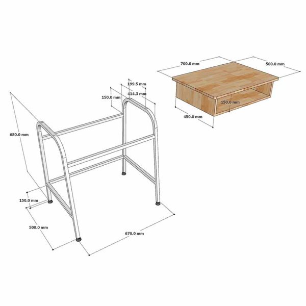 Bàn học đơn có hộc gỗ tự nhiên chân sắt PSD031