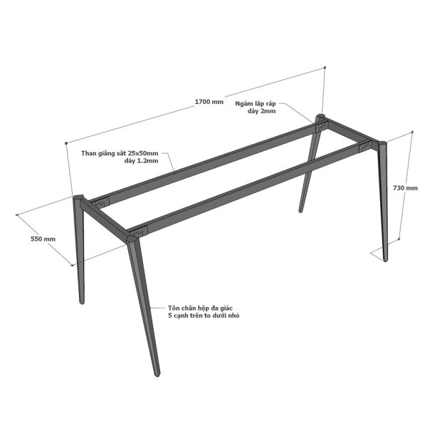 Bàn họp 180x80cm gỗ Plywood phủ melamin chân Đa Giác HDG015