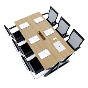 Bàn họp 200x100cm gỗ Plywood vân sồi chân sắt Kconcept HBKC043