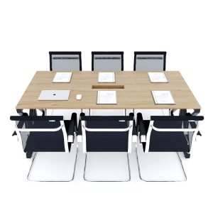 Bàn họp 200x100cm gỗ Plywood vân sồi chân sắt Kconcept HBKC043