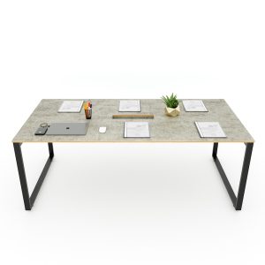 Bàn họp 200x100cm gỗ Plywood melamin màu bê tông hệ Rectang HBRT058