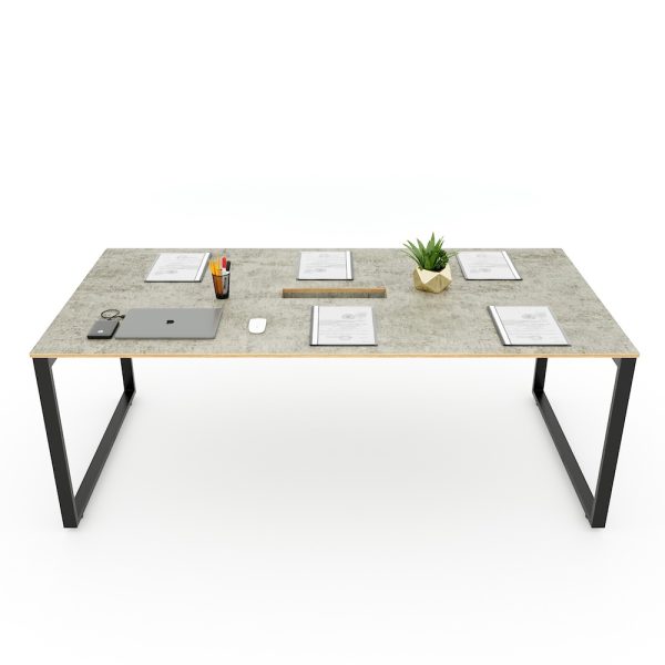 Bàn họp 200x100cm gỗ Plywood melamin màu bê tông hệ Rectang HBRT058