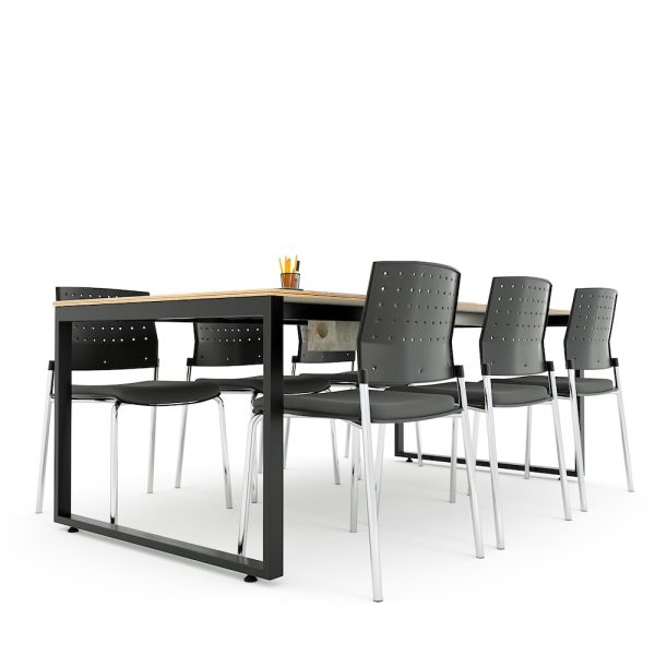 Bàn họp 200x100cm gỗ Plywood melamin màu bê tông hệ Rectang HBRT058
