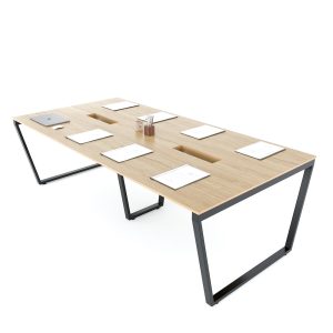 Bàn họp 240x120cm gỗ Plywood phủ melamin chân sắt Trapeze HBTC044