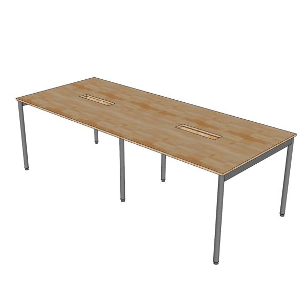 Bàn họp 240x120cm chân sắt hệ OMA II gỗ cao su HBOM209
