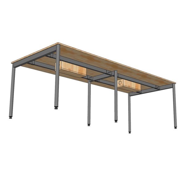 Bàn họp 240x120cm chân sắt hệ OMA II gỗ cao su HBOM209