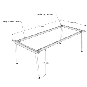 HBCO008 - Bàn họp 90x180cm hệ CONE chân sắt lắp ráp