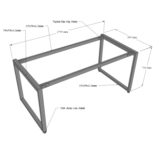HBRT008 - Bàn họp 90x180cm hệ RECTANG chân sắt lắp ráp