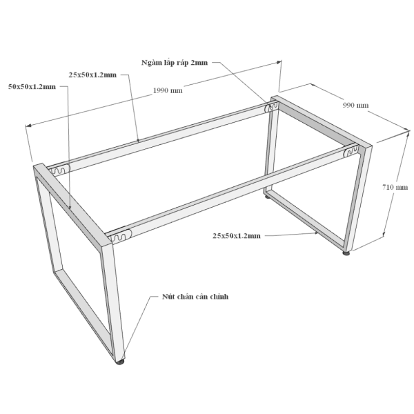 chân sắt lắp ráp cho bàn họp mặt gỗ