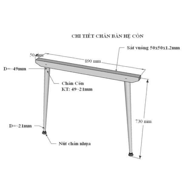 chân sắt côn cho bàn họp