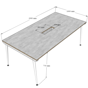 Bàn họp 200x100cm gỗ Plywood vân sồi chân sắt hệ CONE HBCO029