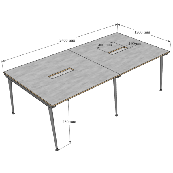 Bàn họp 240x120cm gỗ Plywood vân sồi chân sắt hệ CONE HBCO030