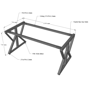 Bàn họp 160x80cm gỗ Plywood vân sồi chân sắt Kconcept HBKC041