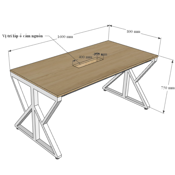 Bàn họp 160x80cm gỗ Plywood vân sồi chân sắt Kconcept HBKC041